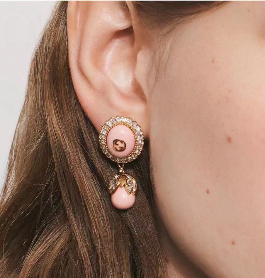 18K Gucci Double Pink Pearls Earrings