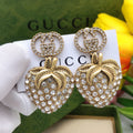 18K Gucci Double Crystal Strawberry Pendant Earrings