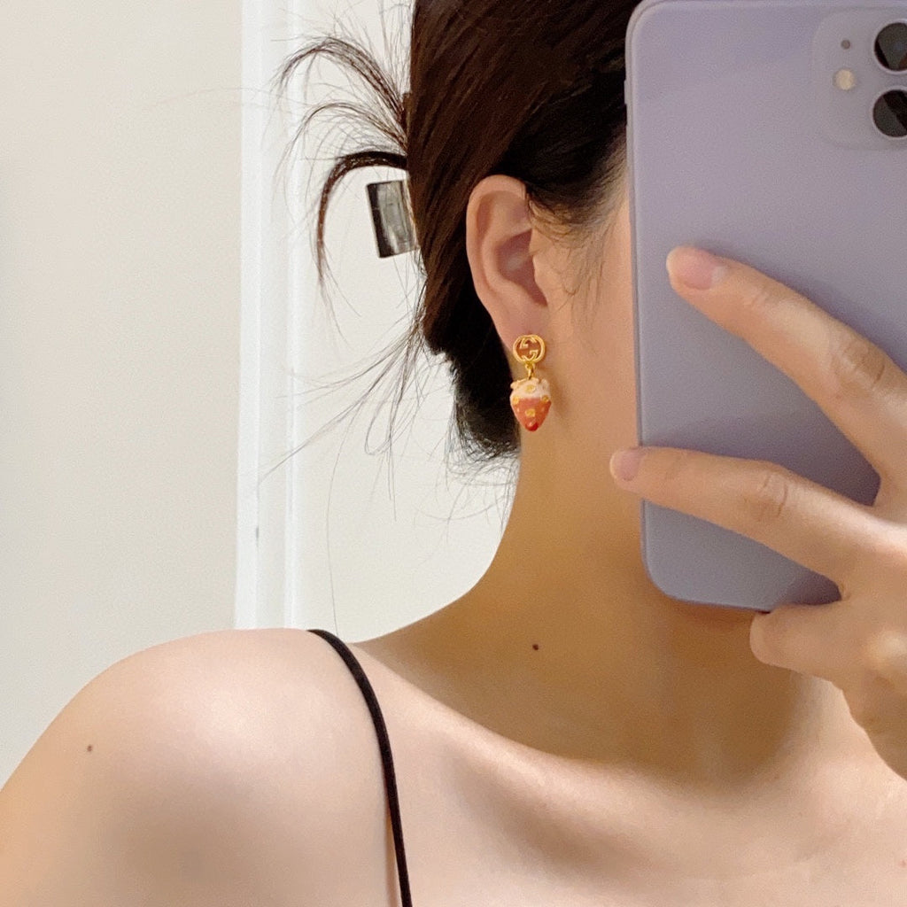18K Gucci Double Strawberry Earrings