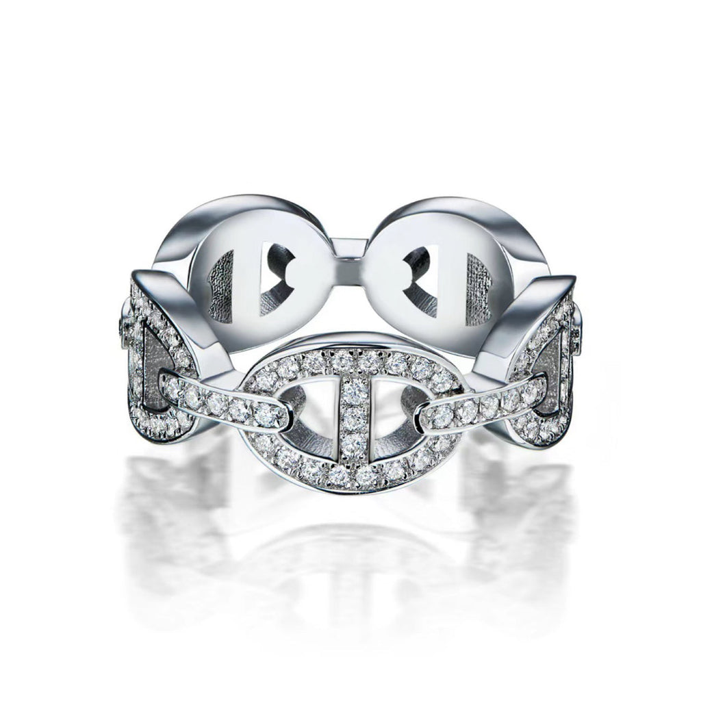 18K Hermes Chaine d'Ancre Enchainee Diamond Ring