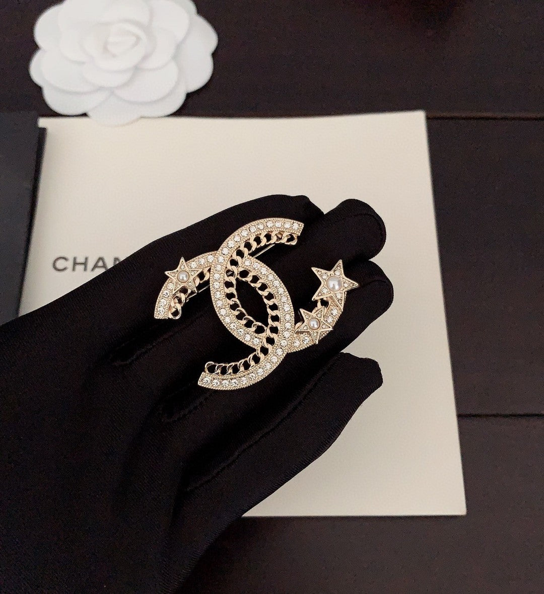 18K Chanel Star Crystal Brooch