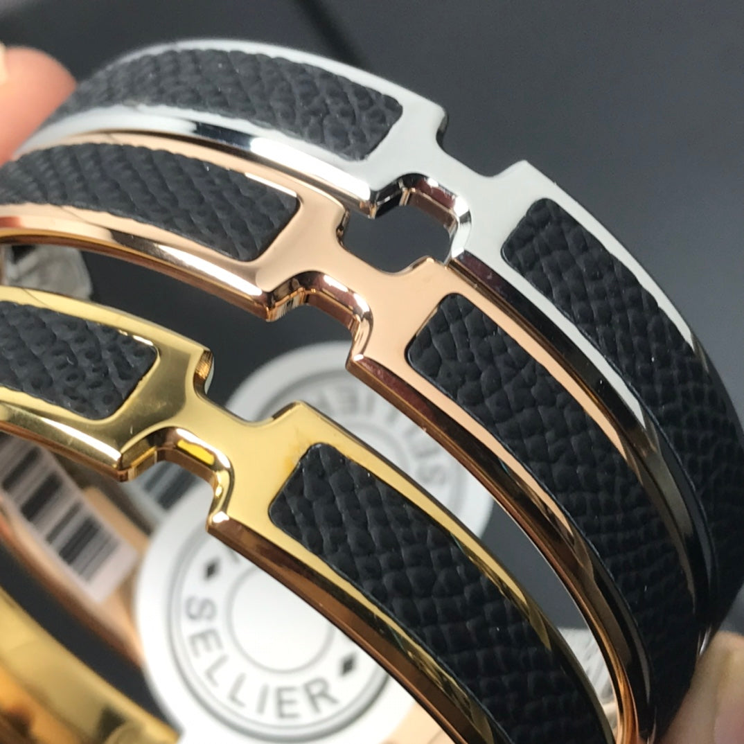 18K Hermes Olympe Black Bracelet