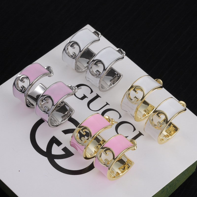 18K Gucci Double Color Enamel Earrings