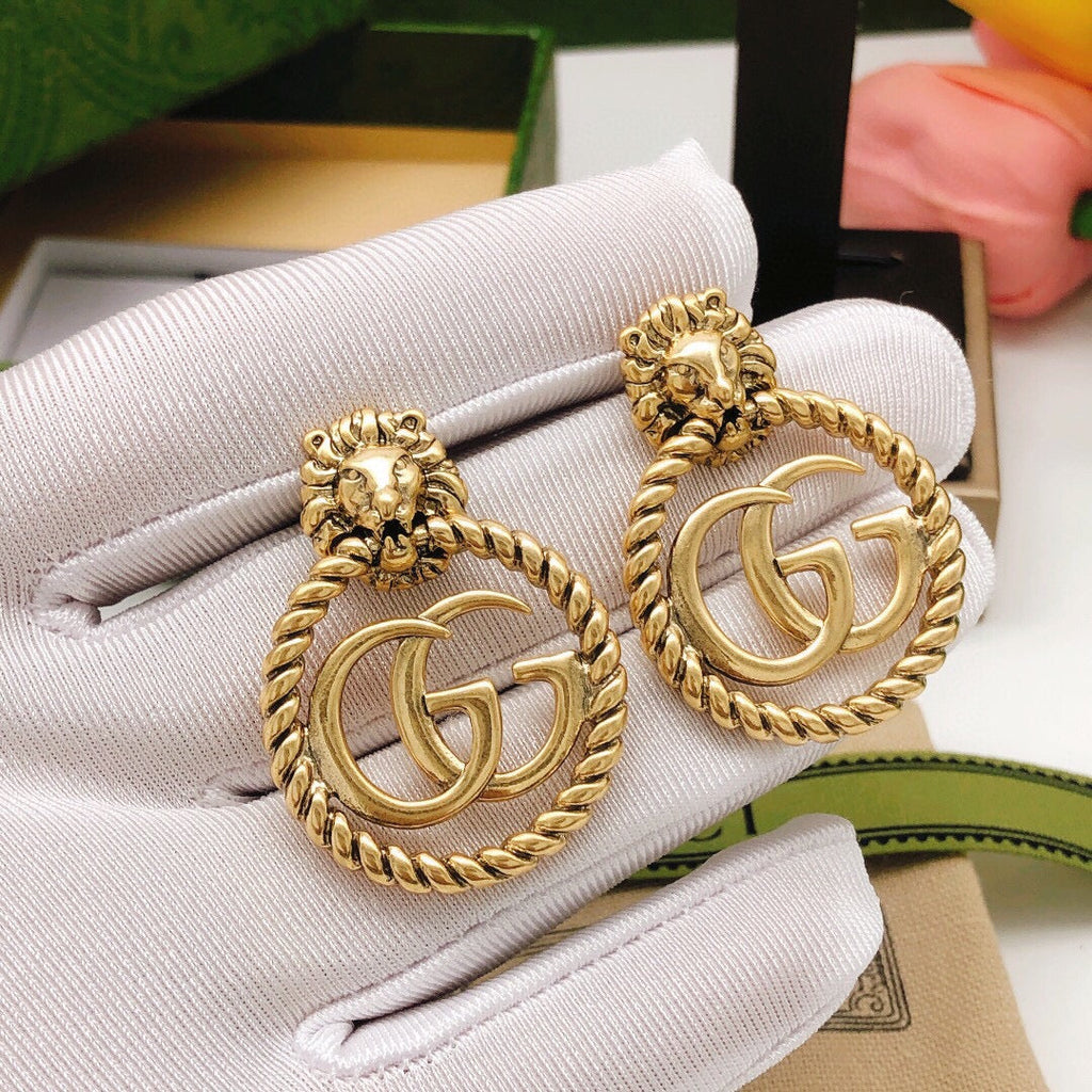 18K Gucci Double Pendant Earrings