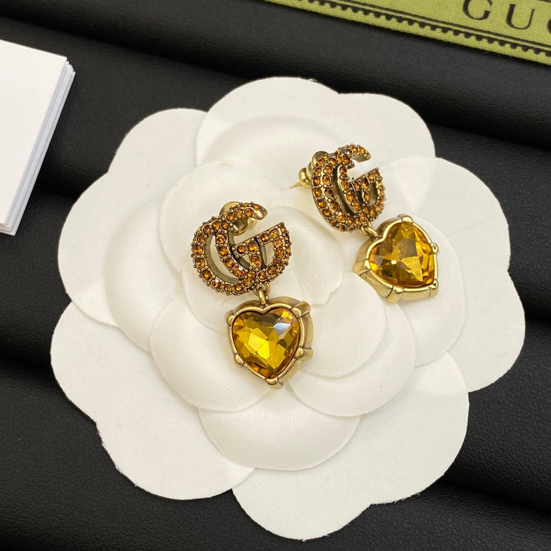 18K Gucci Double Yellow Crystal Earrings