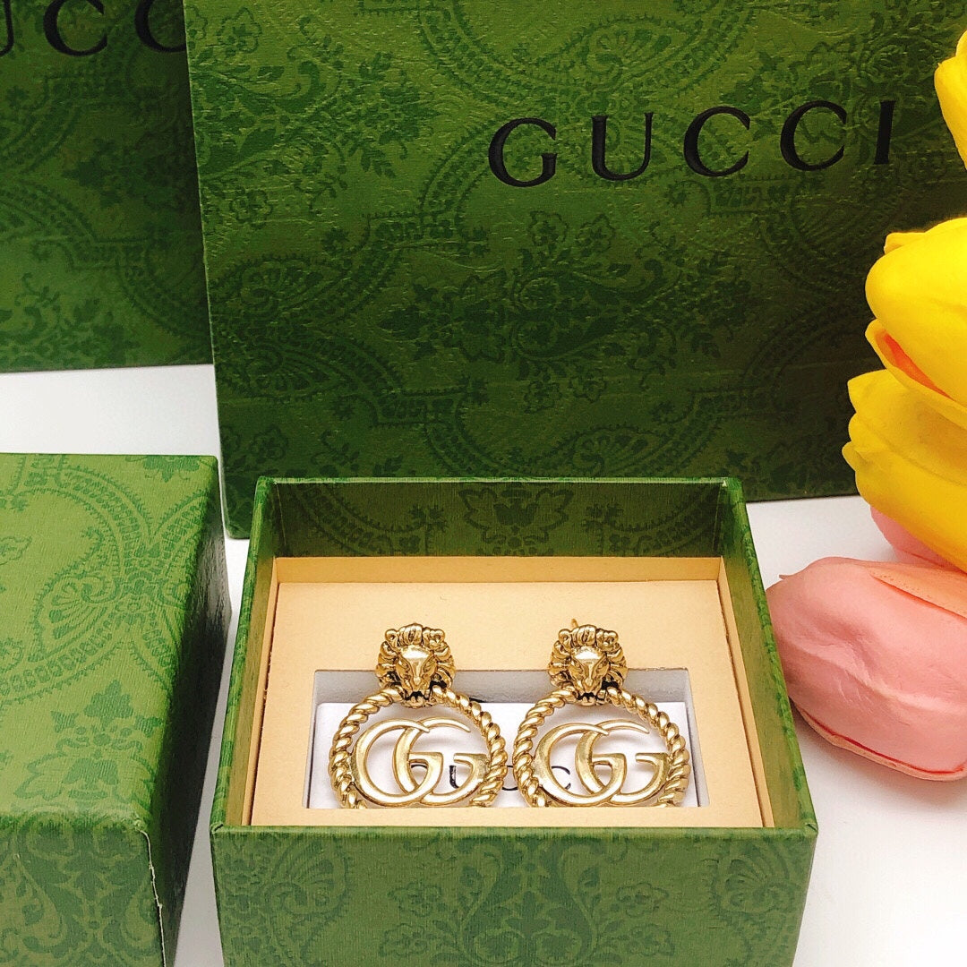 18K Gucci Double Pendant Earrings