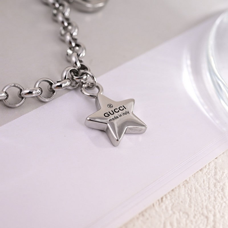 18K Gucci Double Star Chain Necklace