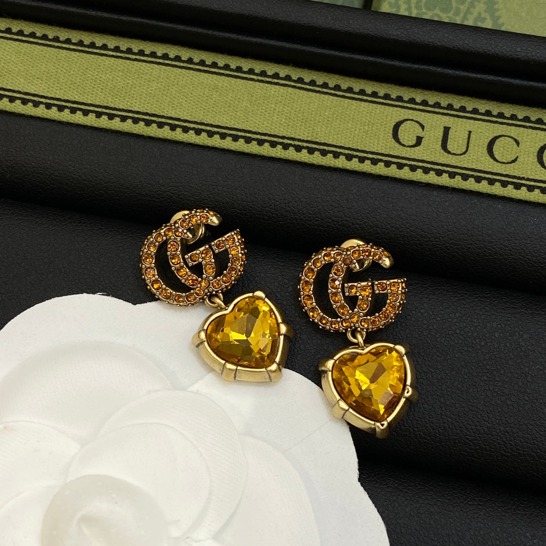 18K Gucci Double Yellow Crystal Earrings
