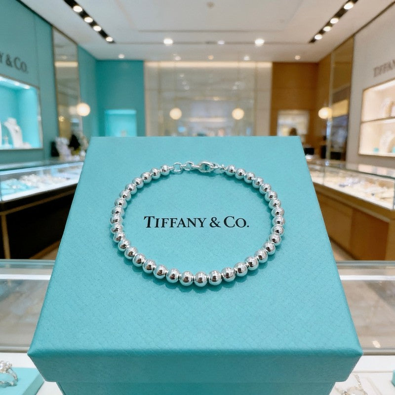 18K Tiffany Return to Big Blue Heart Tag Bead Bracelet