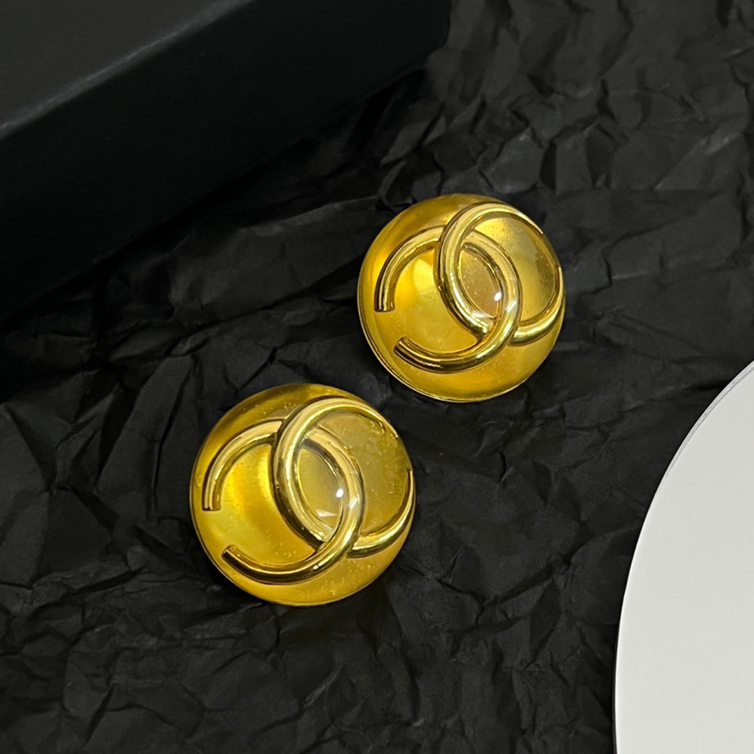 18K Chanel Vintage Yellow Crystal Earrings