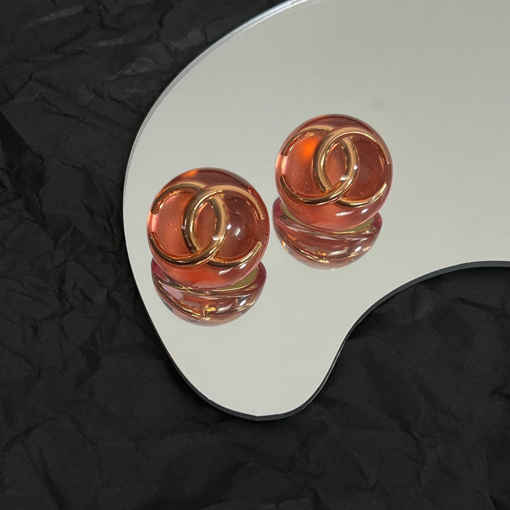 18K Chanel Vintage Red Crystal Earrings