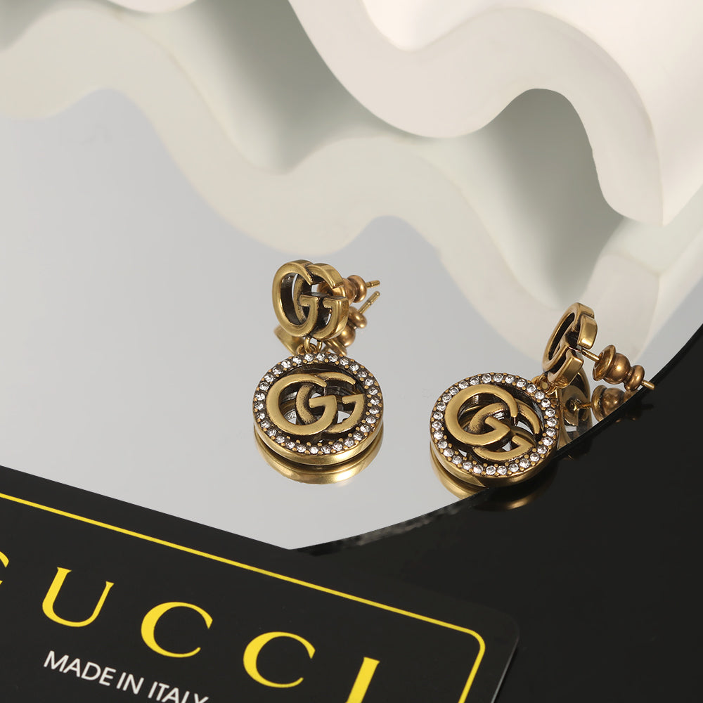 18K Gucci Double Crystals Vintage Earrings