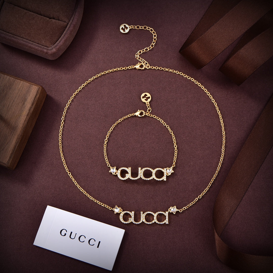 18K Gucci Double Embellished Script Letter Earrings