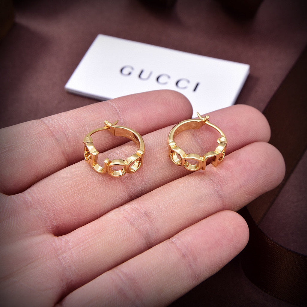 18K Gucci Double Script Earrings