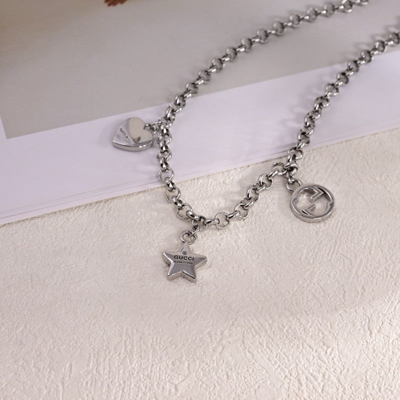 18K Gucci Double Star Chain Necklace