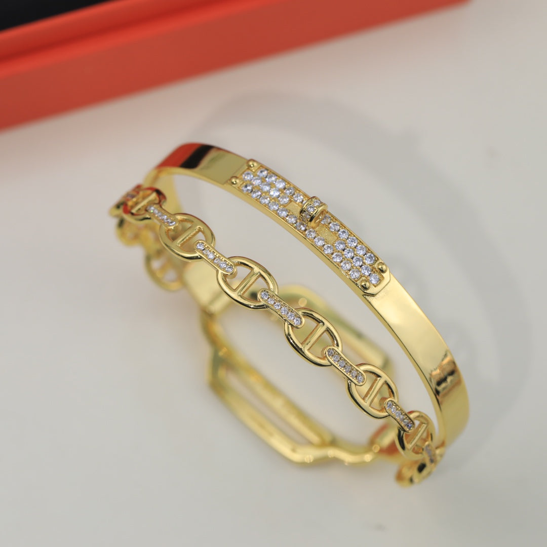 18K Hermes Kelly Double Tour Diamond Bracelet