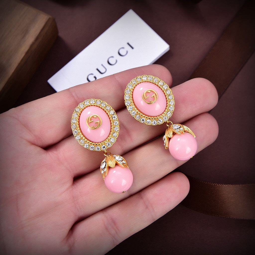 18K Gucci Double Pink Pearls Earrings