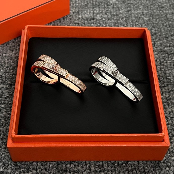 18K Hermes Kelly Gavroche Double Ring
