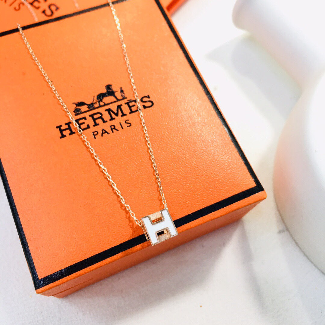 18K Hermes Cage D'H White Necklace