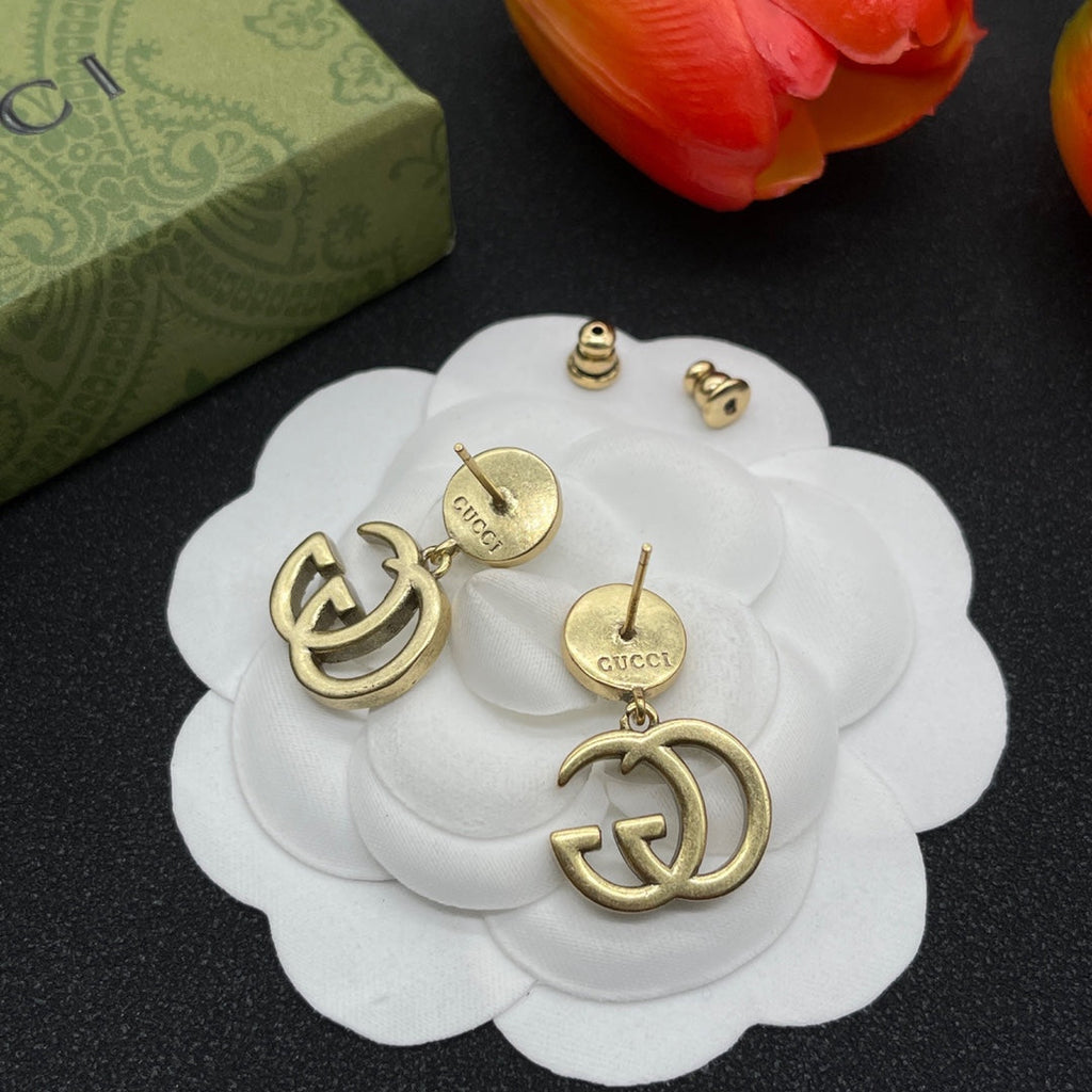 18K Gucci Double Crystals Earrings