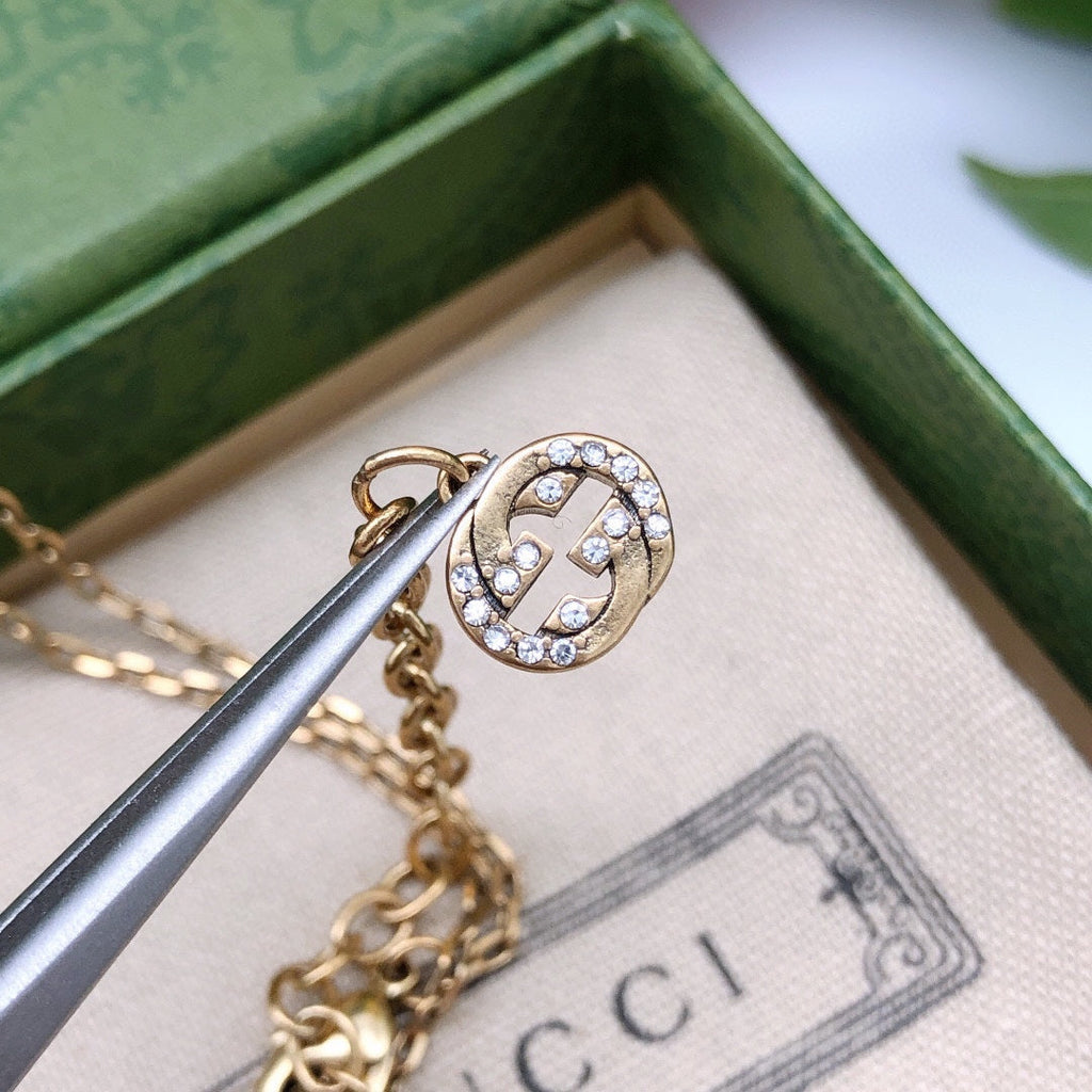 18K Gucci Double Crystal Necklace