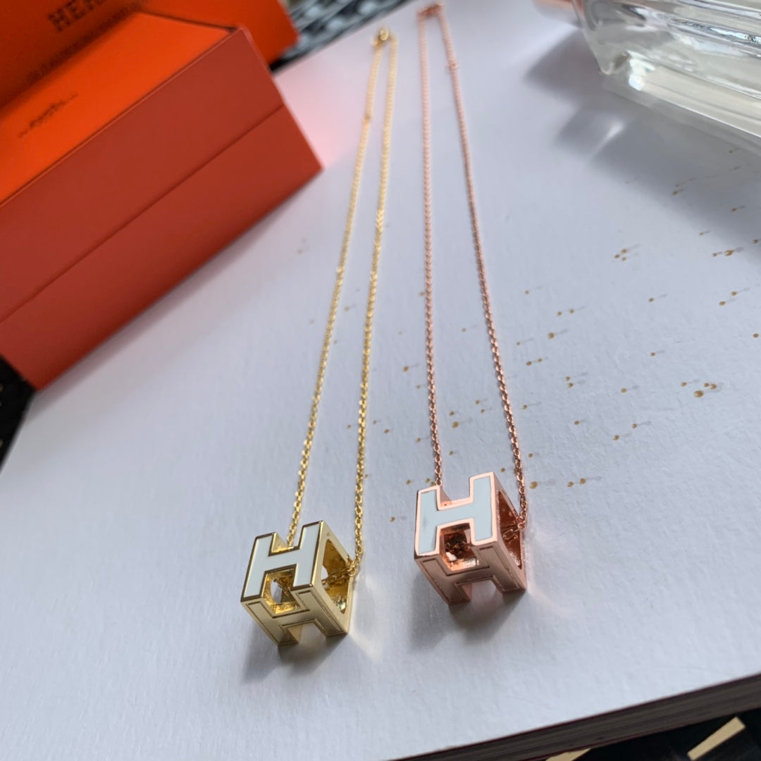 18K Hermes Cage D'H White Necklace