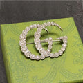 18K Gucci Double Crystal Brooch