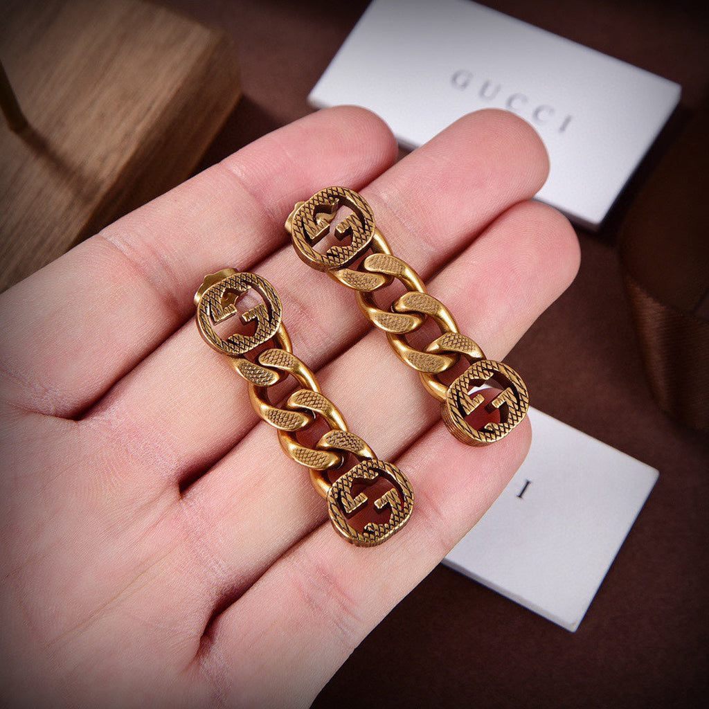 18K Gucci Double Chain Earrings