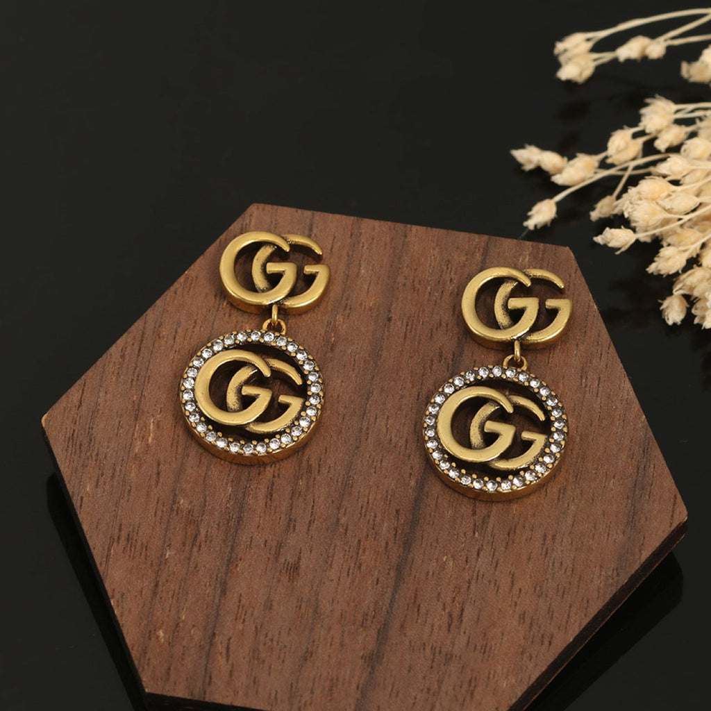 18K Gucci Double Crystals Vintage Earrings