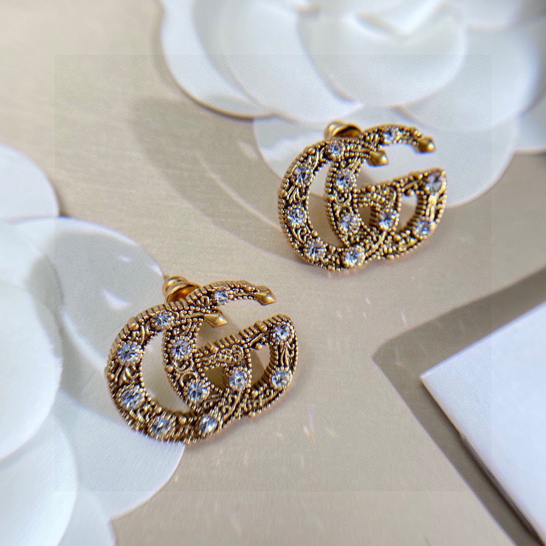 18K Gucci Double Crystals Earrings