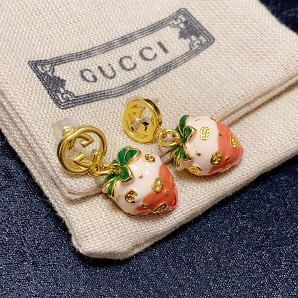 18K Gucci Double Strawberry Earrings