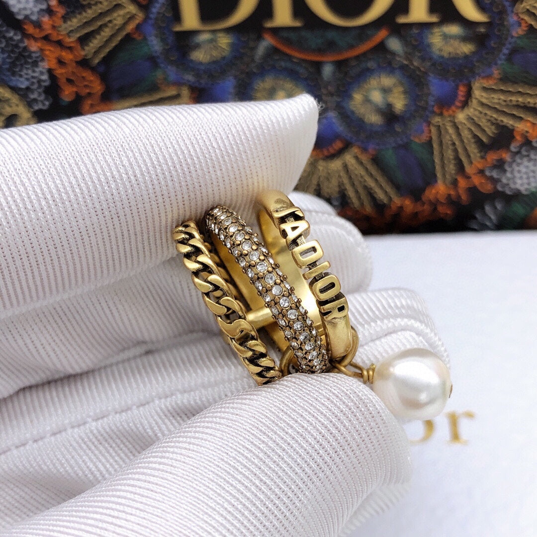 18K Dior Pearl & Crystal J'Adior Ring