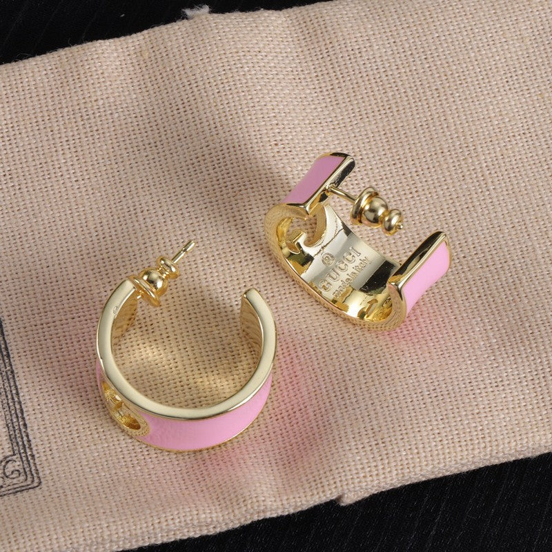 18K Gucci Double Color Enamel Earrings