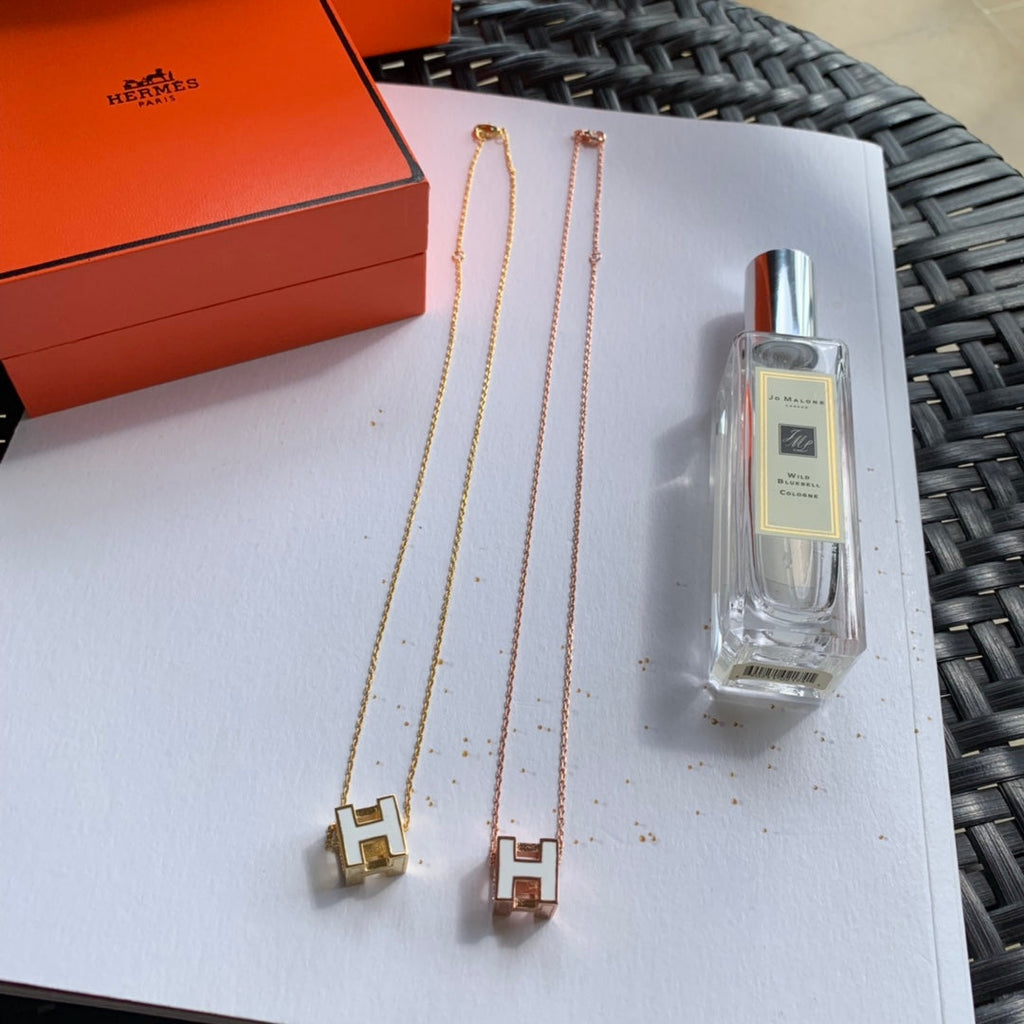18K Hermes Cage D'H White Necklace